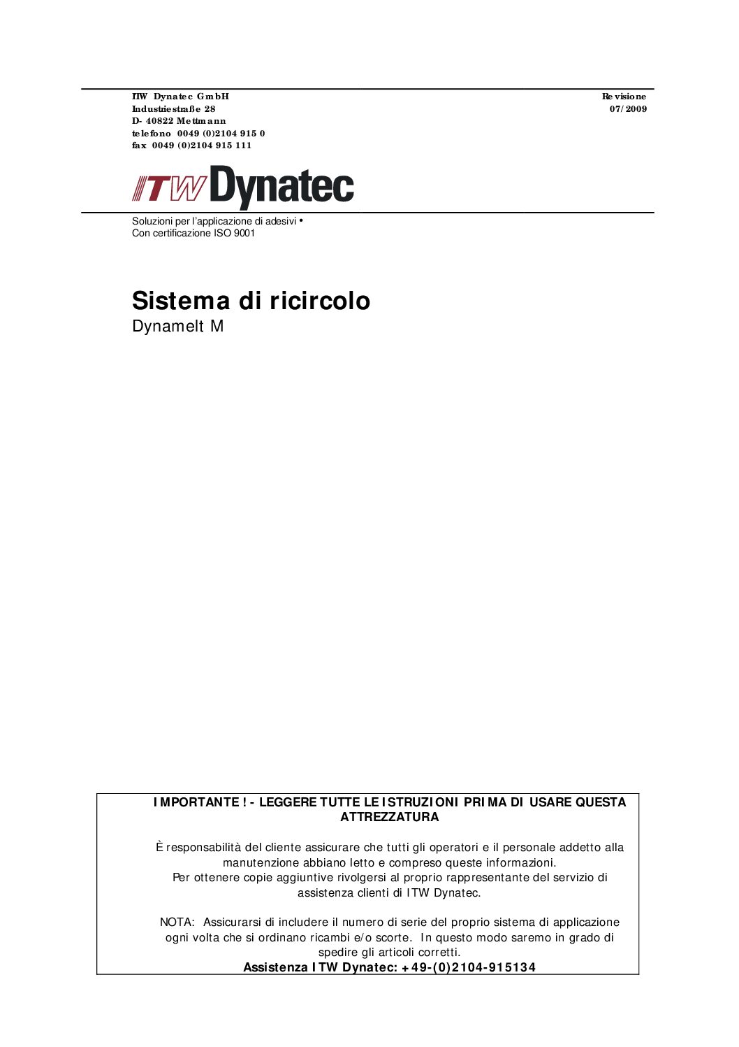 Dynatec Sistema di ricircolo M unit_it