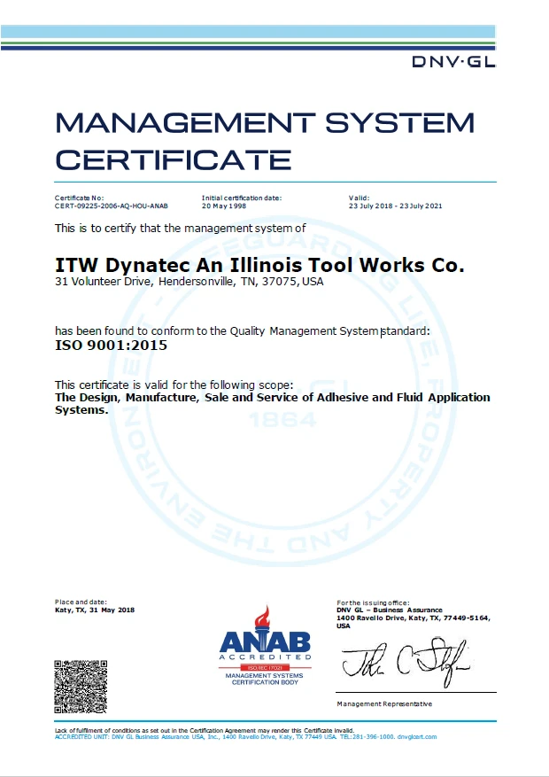 ISO 9001 July 2021 Management System Certificate